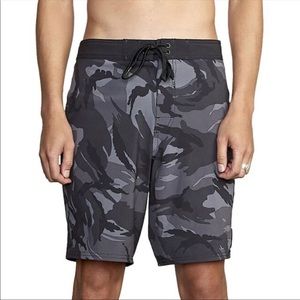 Rvca Black/Grey Camo Swim Trunks